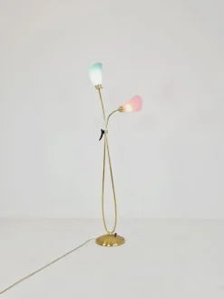 Online Pamono Mid-Century German Arc Floor Lamp with Flex Arms in Brass, 1960s