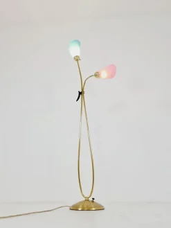 Online Pamono Mid-Century German Arc Floor Lamp with Flex Arms in Brass, 1960s