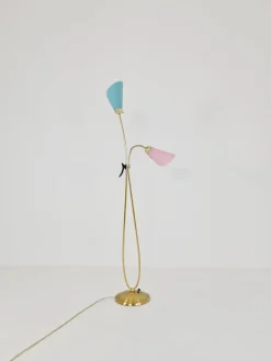 Online Pamono Mid-Century German Arc Floor Lamp with Flex Arms in Brass, 1960s