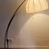 Hot Pamono Mid-Century German Arc Lamp with Black Plastic Base with an Iron Base Plate