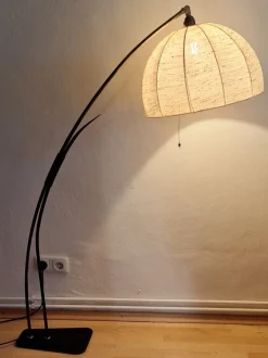 Hot Pamono Mid-Century German Arc Lamp with Black Plastic Base with an Iron Base Plate