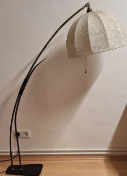 Hot Pamono Mid-Century German Arc Lamp with Black Plastic Base with an Iron Base Plate