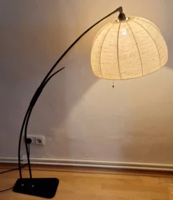 Hot Pamono Mid-Century German Arc Lamp with Black Plastic Base with an Iron Base Plate