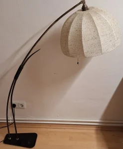 Hot Pamono Mid-Century German Arc Lamp with Black Plastic Base with an Iron Base Plate