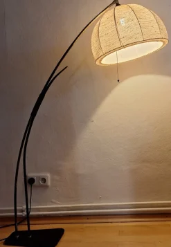 Hot Pamono Mid-Century German Arc Lamp with Black Plastic Base with an Iron Base Plate