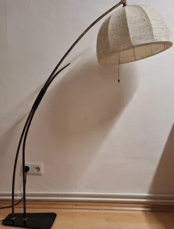 Hot Pamono Mid-Century German Arc Lamp with Black Plastic Base with an Iron Base Plate