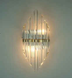 Best Pamono Mid-Century Hollywood Regency Style Metal Wall Sconce with Glass Rods