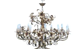 Best Pamono Mid-Century Hollywood Regency Gilt Floral Lily 12-Light Chandelier attributed to Hans Kögl, Italy, 1970s