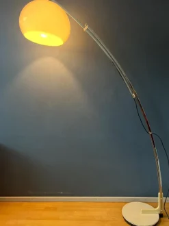 Clearance Pamono Mid-Century Italian Arc Floor Lamp with Acrylic Glass Shade by Goffredo Reggiani