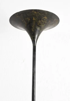 Sale Pamono Mid-Century Italian Black Aluminum Tulip Floor Lamp with Gold Finishes, 1970s