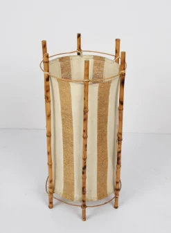 Pamono Mid-Century Italian Cotton, Bamboo & Rattan Floor Lamp by Louis Sognot, 1950s