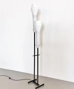 Outlet Pamono Mid-Century Italian Floor Lamp in Glass, Wood and Brass attributed to Stilnovo, 1960s