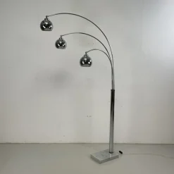 Pamono Mid-Century Italian Marble Based Arc Floor Light by Goffredo Reggiani