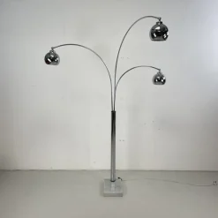 Pamono Mid-Century Italian Marble Based Arc Floor Light by Goffredo Reggiani