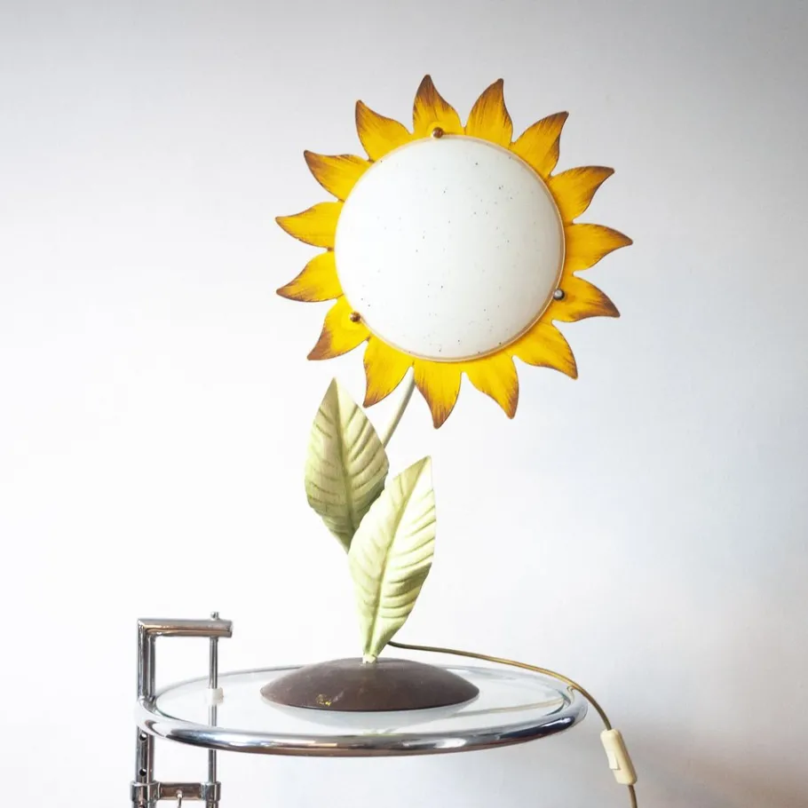 Best Pamono Mid-Century Italian Metal Painted Sunflower Table Lamp, 1970s
