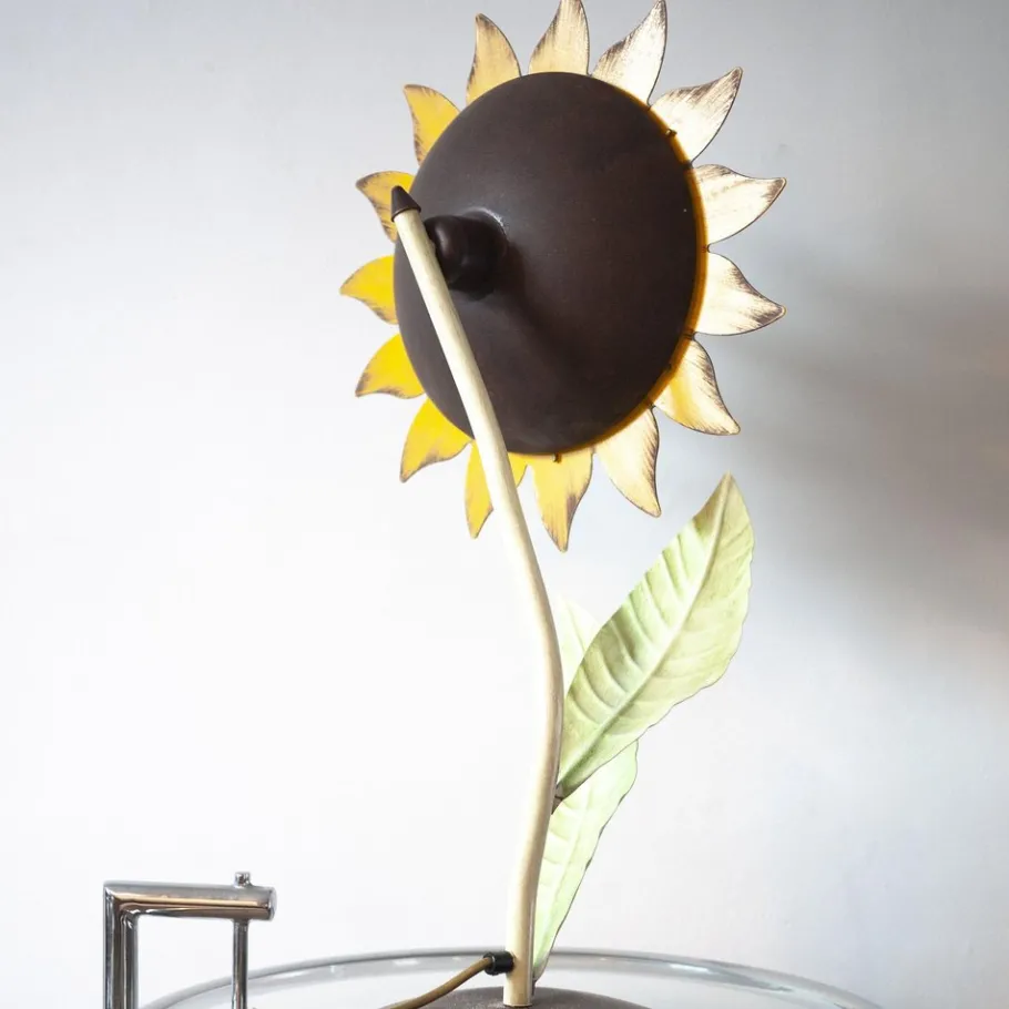 Best Pamono Mid-Century Italian Metal Painted Sunflower Table Lamp, 1970s