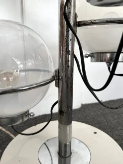 Clearance Pamono Mid-Century Italian Modern Metal and White Smoke Glass Globe Floor Lamp attributed to Candle, 1970s