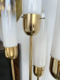 Hot Pamono Mid-Century Italian Modern Brass & Reed Floor Lamp attributed to Mazzega, 1970s