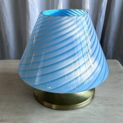 Best Pamono Mid-Century Italian Murano Glass Swirl Mushroom Table Lamp with Brass Base, 1970s