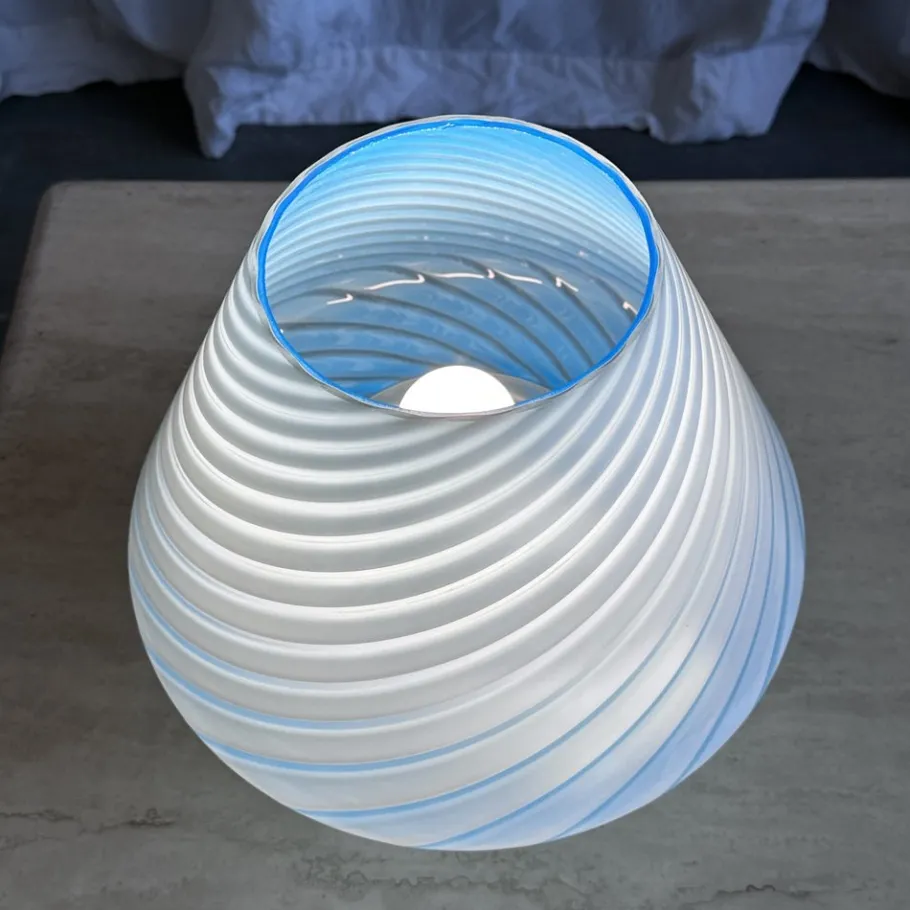 Best Pamono Mid-Century Italian Murano Glass Swirl Mushroom Table Lamp with Brass Base, 1970s