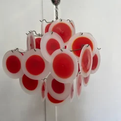Best Pamono Mid-Century Italian Murano Glass Disc Chandelier, 1960s