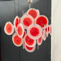 Best Pamono Mid-Century Italian Murano Glass Disc Chandelier, 1960s