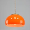 Clearance Pamono Mid-Century Italian Orange Glass and Brass Pendant Lamp