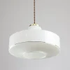 Best Pamono Mid-Century Italian White Glass & Brass Pendant Lamp