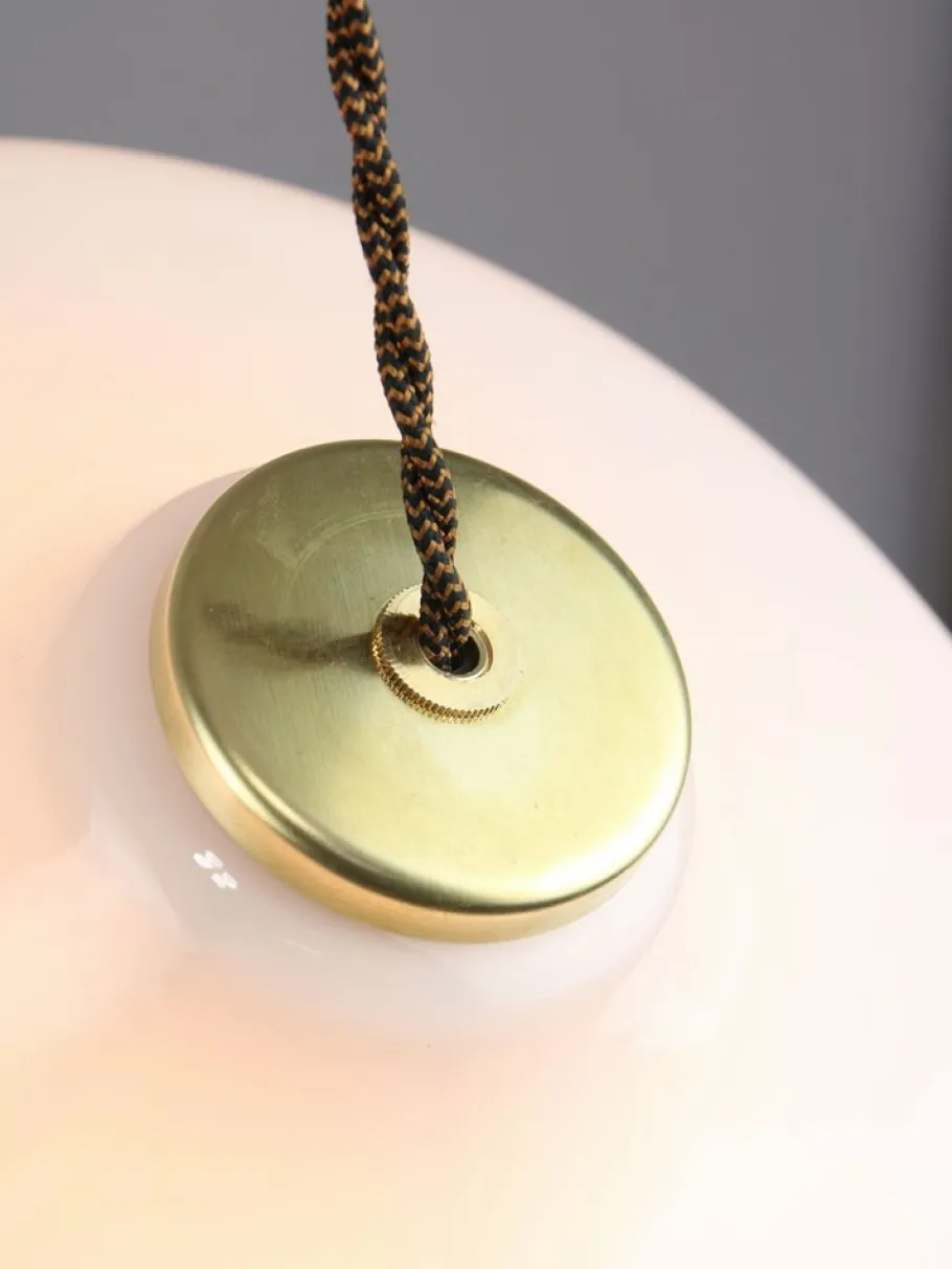 Best Pamono Mid-Century Italian White Glass & Brass Pendant Lamp