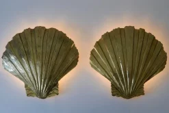 Best Pamono Mid-Century Large Brass Shell Sconces by Hans Möller 1960s, Set of 2
