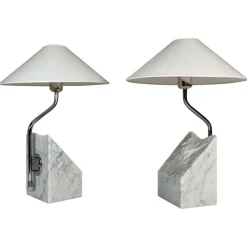 Best Pamono Mid-Century Marble and Steel Table Lamps from Bergboms, 1970s, Sweden, Set of 2