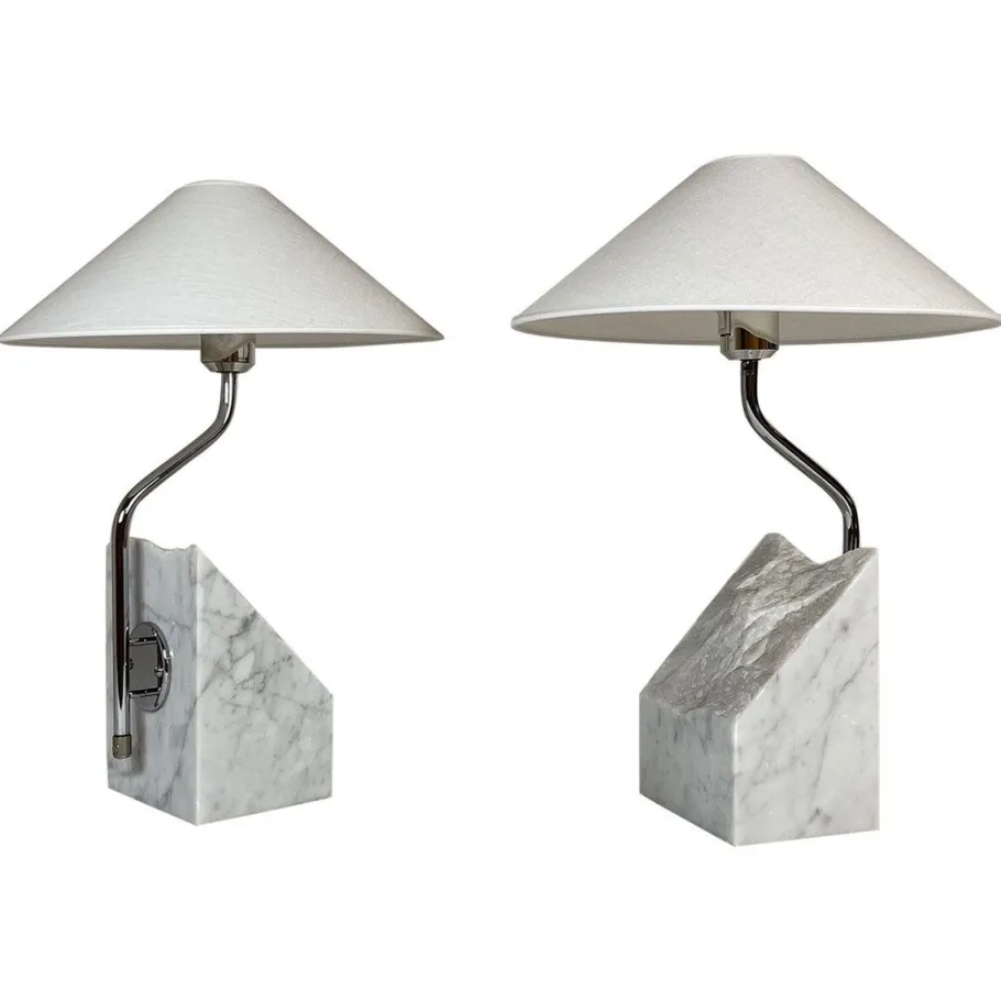 Best Pamono Mid-Century Marble and Steel Table Lamps from Bergboms, 1970s, Sweden, Set of 2