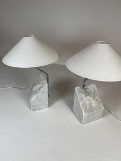 Best Pamono Mid-Century Marble and Steel Table Lamps from Bergboms, 1970s, Sweden, Set of 2