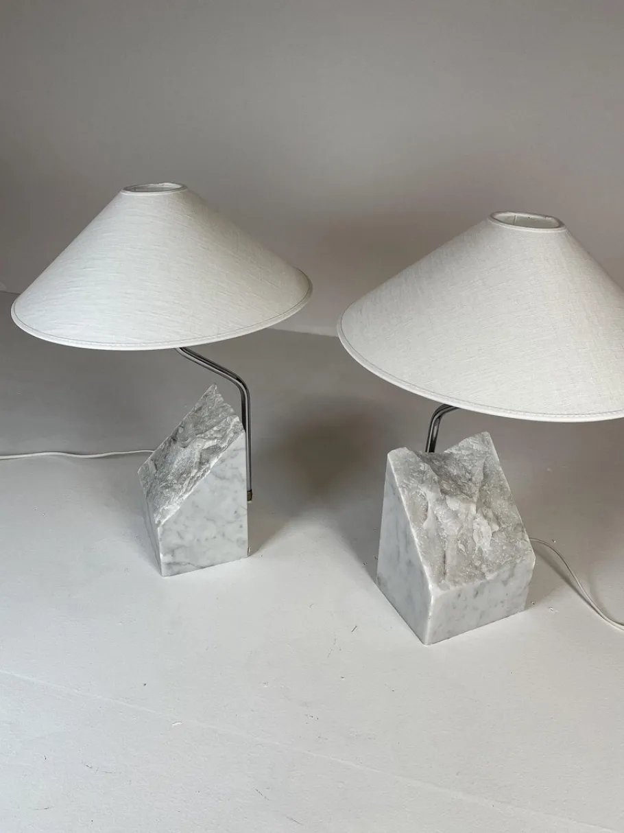 Best Pamono Mid-Century Marble and Steel Table Lamps from Bergboms, 1970s, Sweden, Set of 2