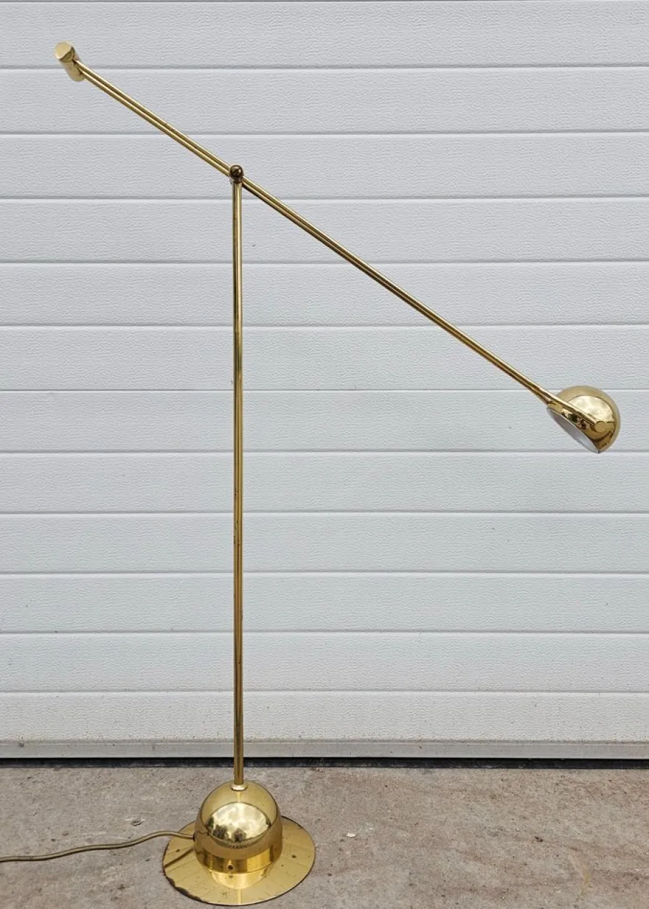 Discount Pamono Mid-Century Modern Adjustable Brass Floor Lamp from Fischer, Germany, 1960s