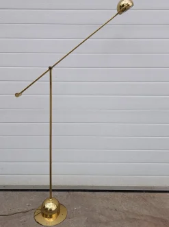 Discount Pamono Mid-Century Modern Adjustable Brass Floor Lamp from Fischer, Germany, 1960s