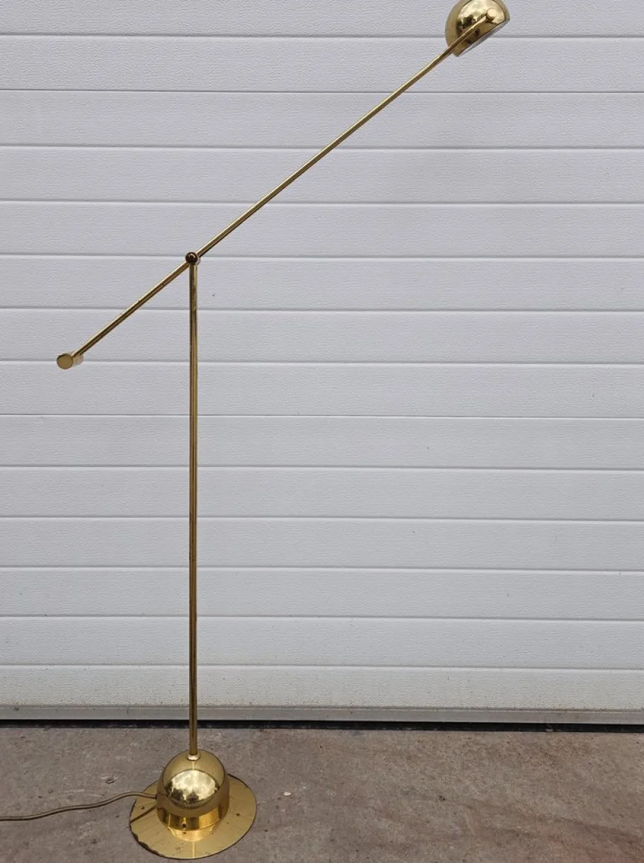 Discount Pamono Mid-Century Modern Adjustable Brass Floor Lamp from Fischer, Germany, 1960s