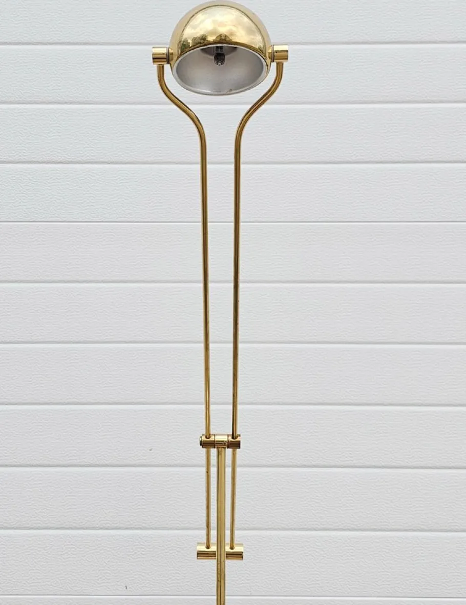 Discount Pamono Mid-Century Modern Adjustable Brass Floor Lamp from Fischer, Germany, 1960s