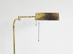New Pamono Mid-Century Modern Adjustable Brass Swing Arm Floor Lamp, 1960s