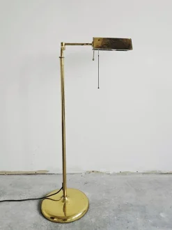 New Pamono Mid-Century Modern Adjustable Brass Swing Arm Floor Lamp, 1960s