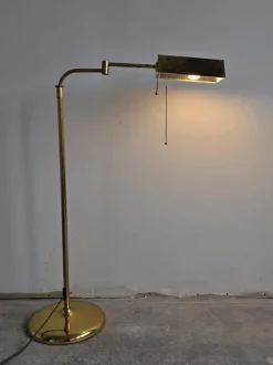 New Pamono Mid-Century Modern Adjustable Brass Swing Arm Floor Lamp, 1960s