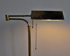 New Pamono Mid-Century Modern Adjustable Brass Swing Arm Floor Lamp, 1960s