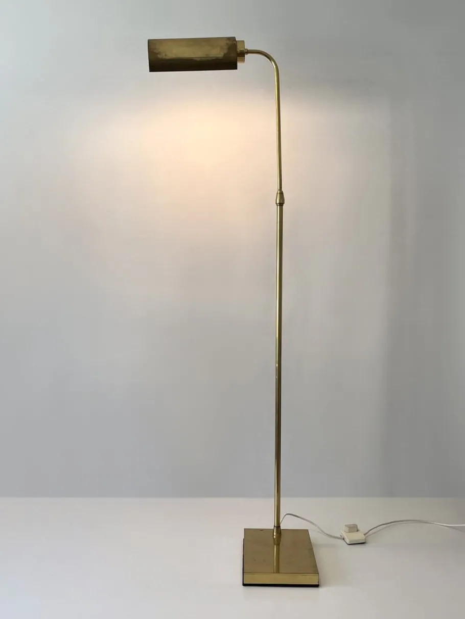 Outlet Pamono Mid-Century Modern Adjustable Brass Floor Lamp or Reading Light, Sweden, 1960s