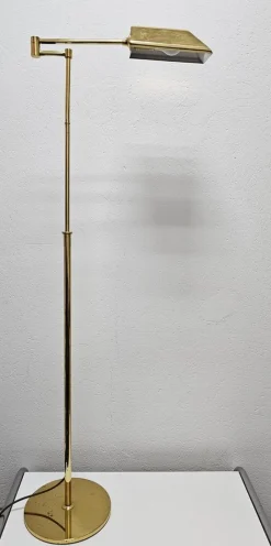 Sale Pamono Mid-Century Modern Adjustable Swing Arm Floor Lamp in Brass, Germany, 1960s