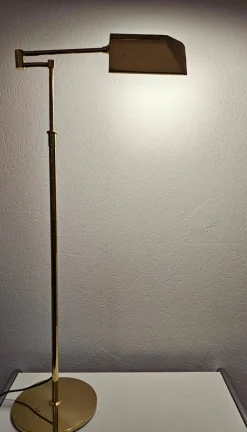 Sale Pamono Mid-Century Modern Adjustable Swing Arm Floor Lamp in Brass, Germany, 1960s