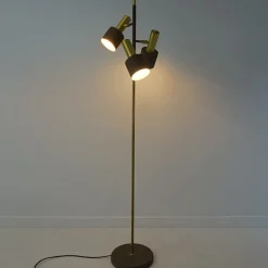 Online Pamono Mid-Century Modern Adjustable Floor Lamp in Brass and Brown from Raak