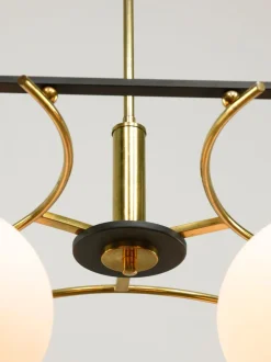 Best Pamono Mid-Century Modern Brass and Opaline Chandelier, Italy