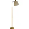 Hot Pamono Mid-Century Modern Brass and Brown Leather Floor Lamp from Falkenbergs Belysning, Sweden, 1960s