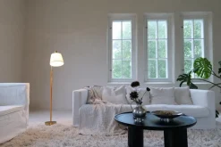 Hot Pamono Mid-Century Modern Brass and Brown Leather Floor Lamp from Falkenbergs Belysning, Sweden, 1960s