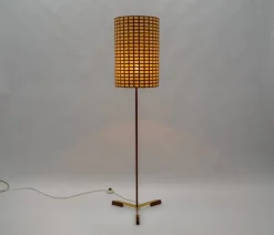 Discount Pamono Mid-Century Modern Floor Lamp in Brass and Teak from Temde, Switzerland, 1960s